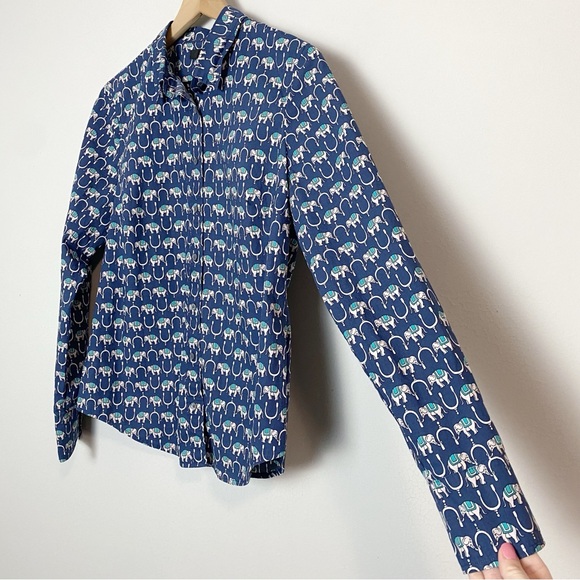 J. Crew Elephant Print Perfect Shirt - Picture 6 of 11